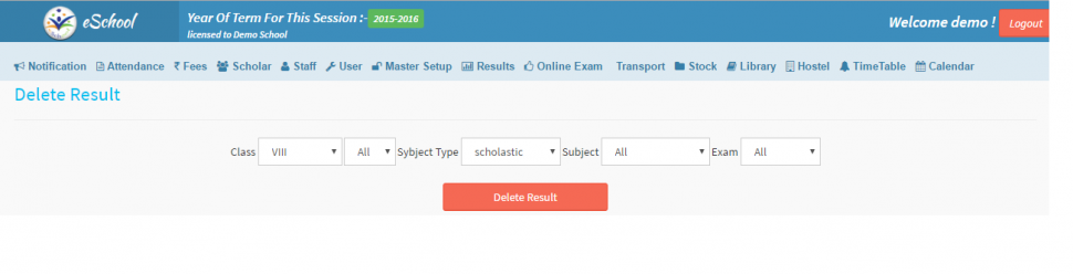 delete result