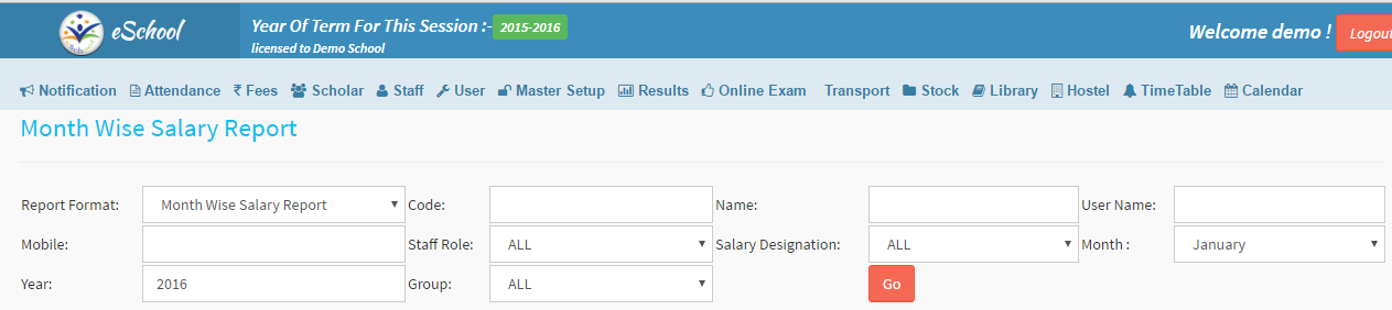 Month Wise Salary Report 